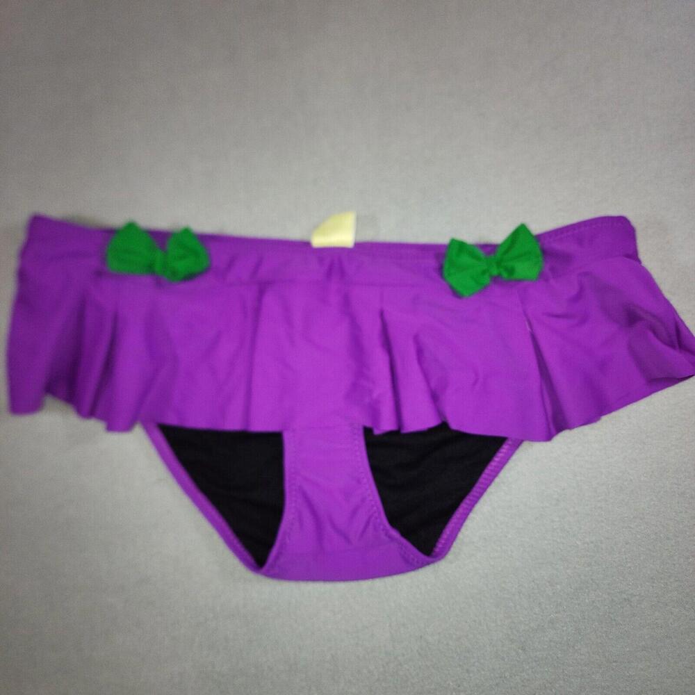 Joker DC‎ Comics Swim Bikini Bottoms Purple Green Bows Large NWT